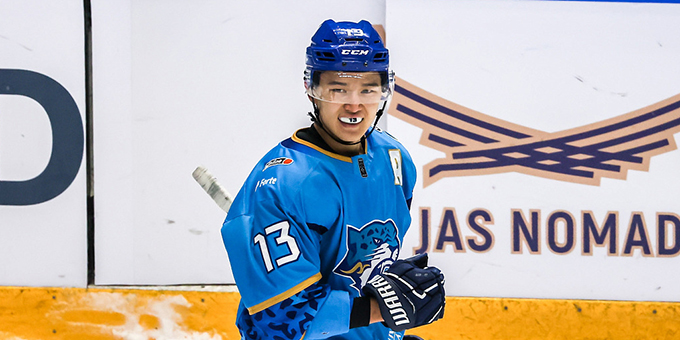 КХЛ назвала Динмухамеда Кайыржана одним из самых прогрессирующих казахстанских игроков